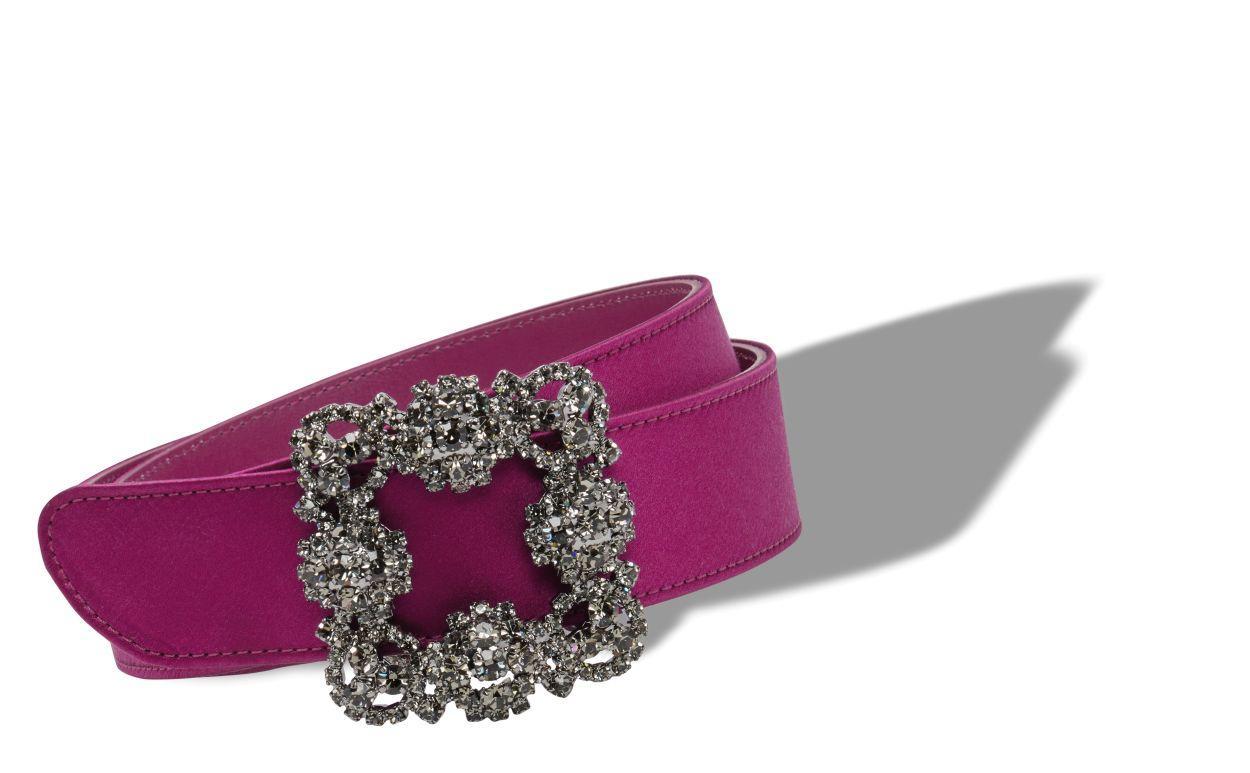 HANGISI BELT Dark Fuchsia Satin Crystal Buckled Belt Product Image