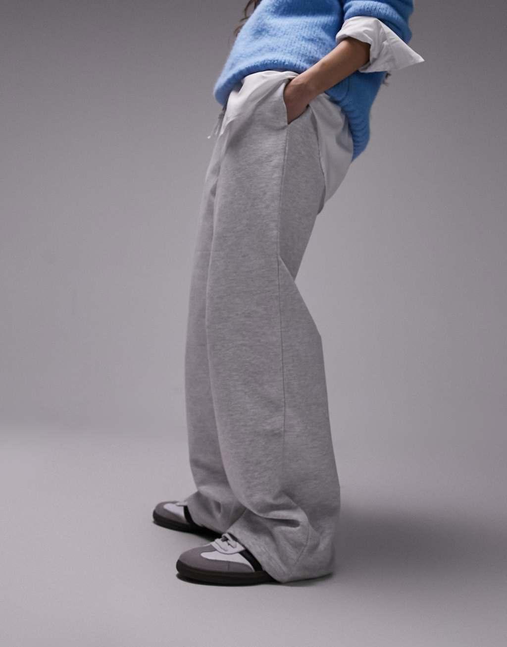 Topshop straight leg sweatpants in gray heather product image