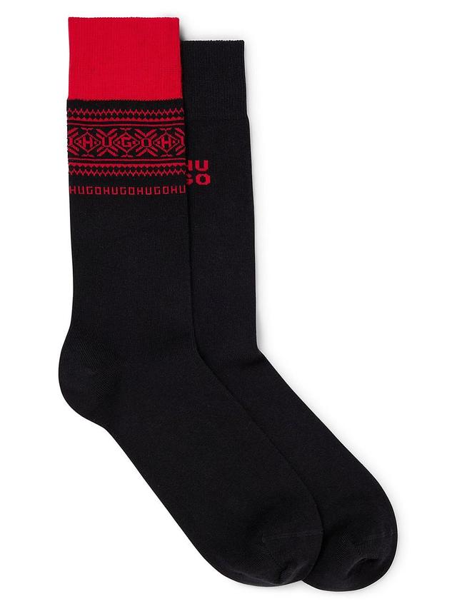 Mens Two-Pack of Regular-Length Socks with Logo Details Product Image