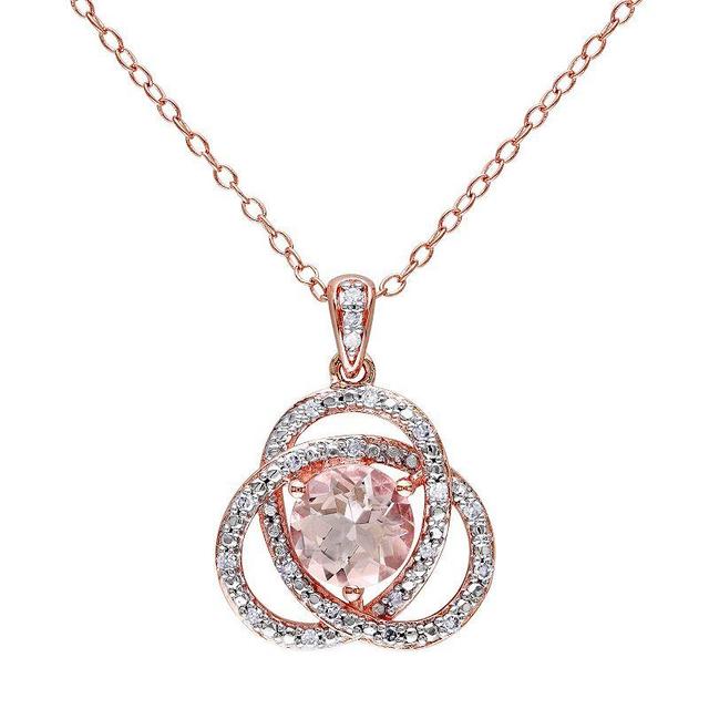 Stella Grace Sterling Silver Morganite & 1/10 Carat T.W. Diamond Swirl Pendant, Womens Pink Product Image