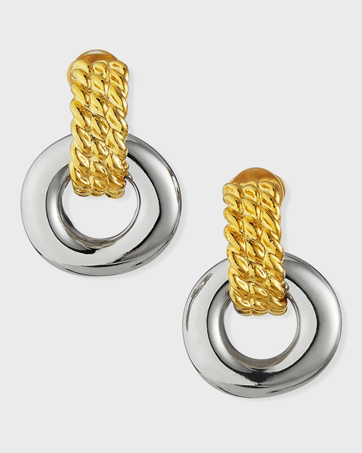 Womens Two-Tone Rhodium-Plated & 22K Gold-Plated Doorknocker Earrings Product Image