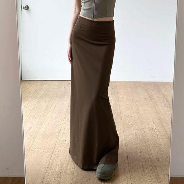 High Rise Plain Slit Maxi Pencil Skirt Product Image