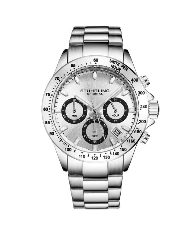 Stuhrling Mens Monaco Silver-tone Stainless Steel , Silver-Tone Dial , 42mm Round Watch - Silver-tone Product Image