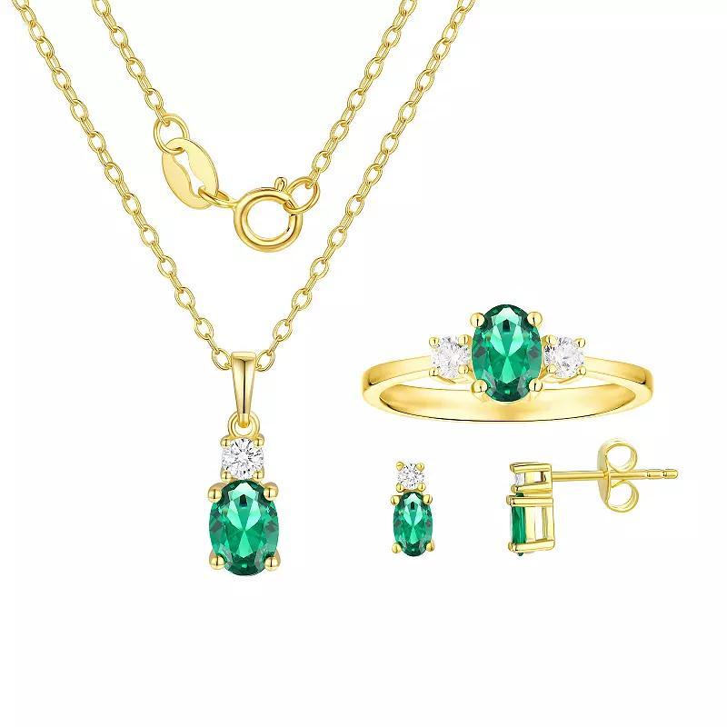 14K Gold over Sterling Silver Birthstone Pendant, Ring, & Earring Set, Womens, May Product Image