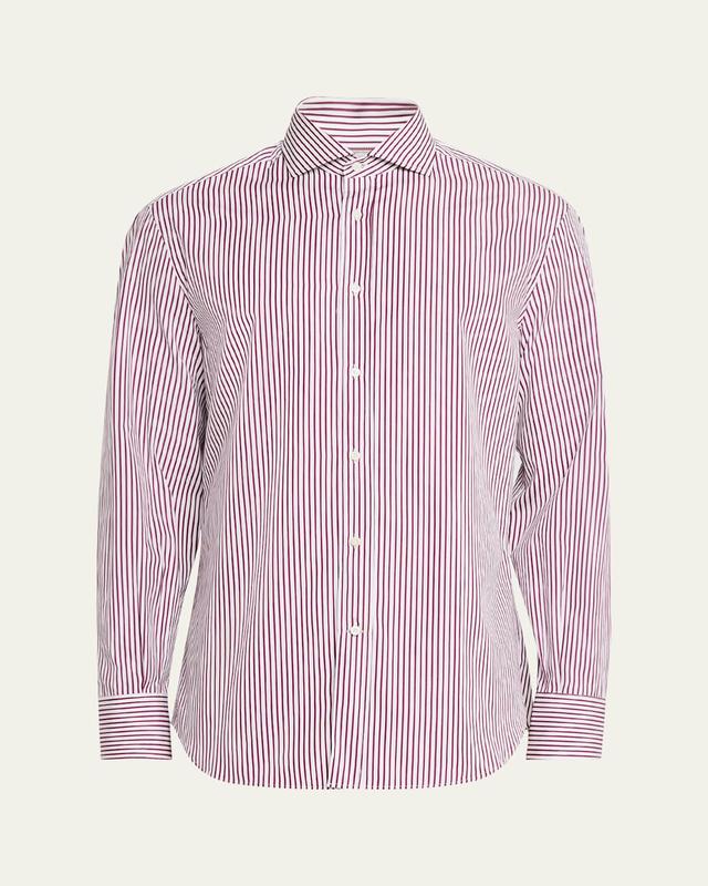 Mens Cotton Pinstripe Sport Shirt Product Image