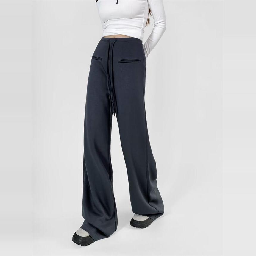 High Rise Plain Wide Leg Sweatpants Product Image