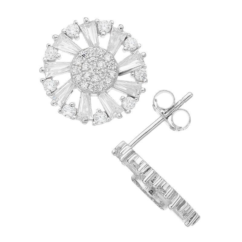 Sterling Silver Cubic Zirconia Wreath Stud Earrings, Womens Product Image