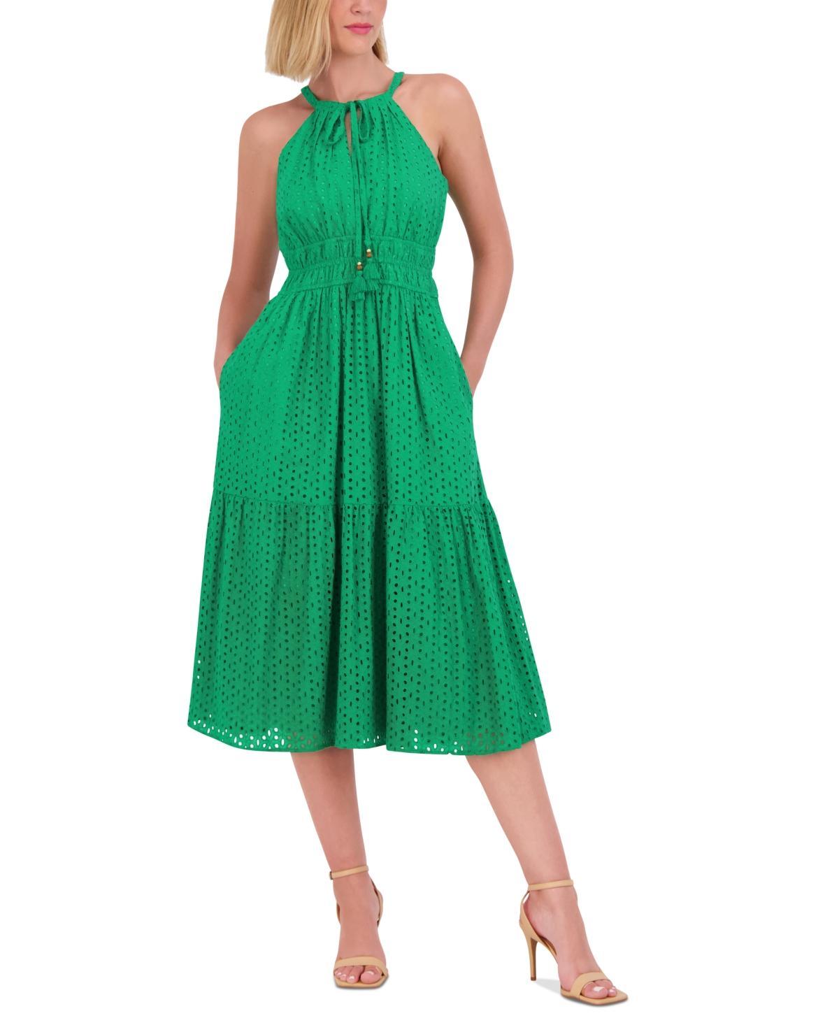 Women's Cotton Sleeveless Eyelet Midi Dress Product Image