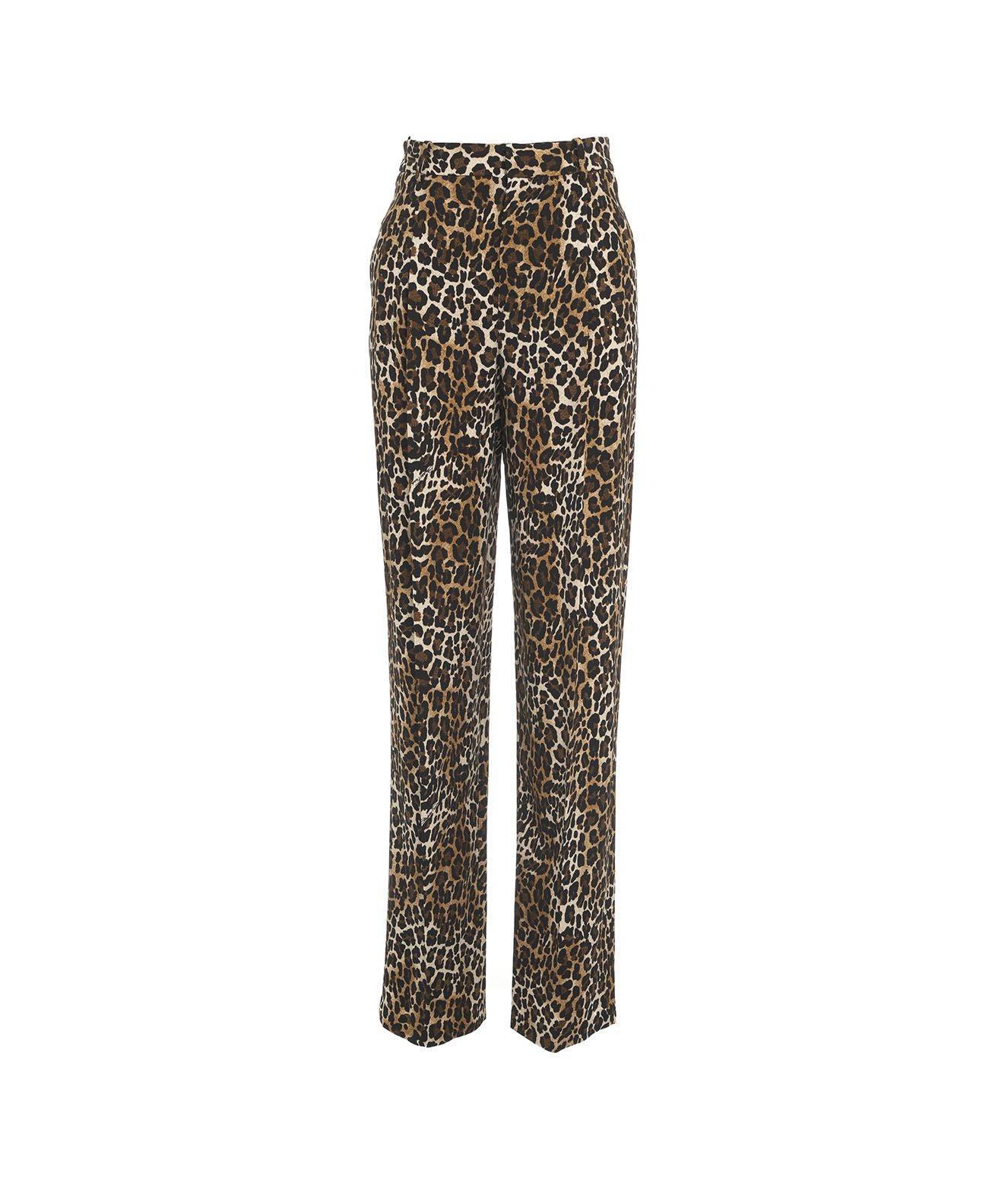 Pleated crepe pants with animal print Product Image