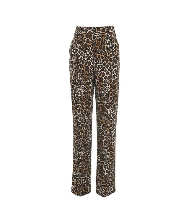 Pleated crepe pants with animal print Product Image