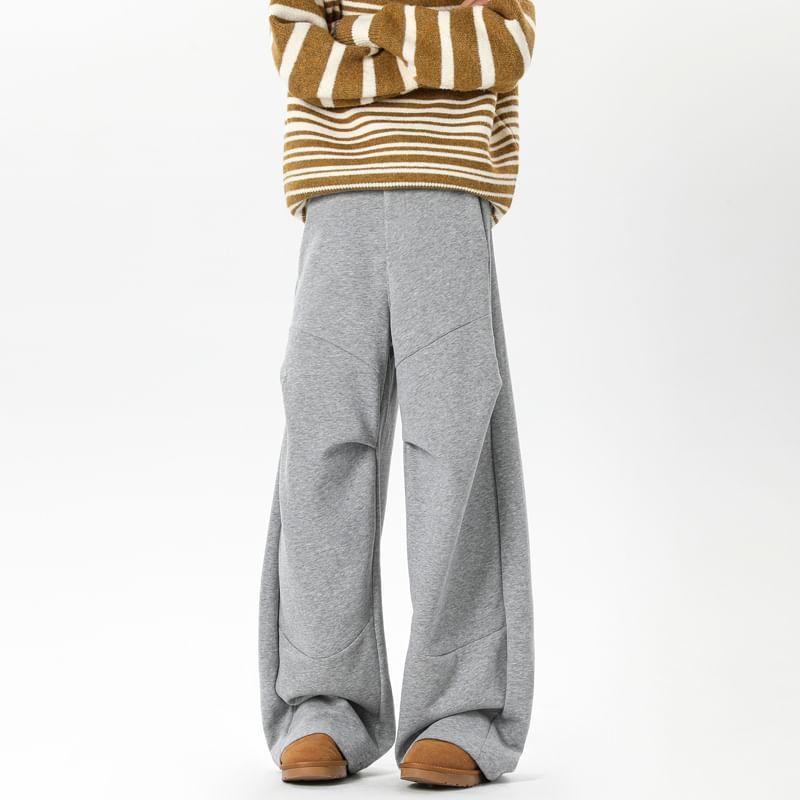 Mid Rise Plain Ruched Wide Leg Sweatpants Product Image