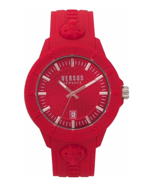 Versus Versace Mens 3 Hand Date Quartz Tokyo Red Silicone Watch Product Image