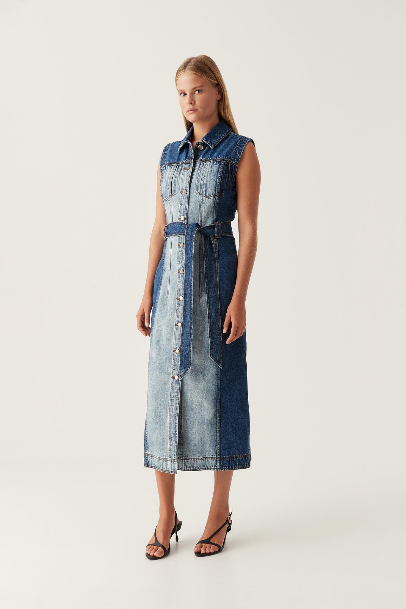 Darcie Denim Midi Dress Product Image