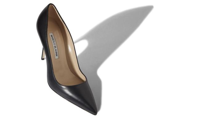 BB CALF Black Calf Leather Pointed Toe Pumps Product Image