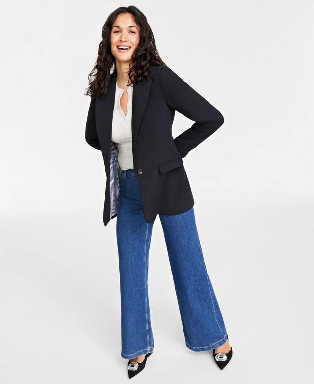 On 34th Womens Solid One-Button Boyfriend Blazer, Created for Macys Product Image