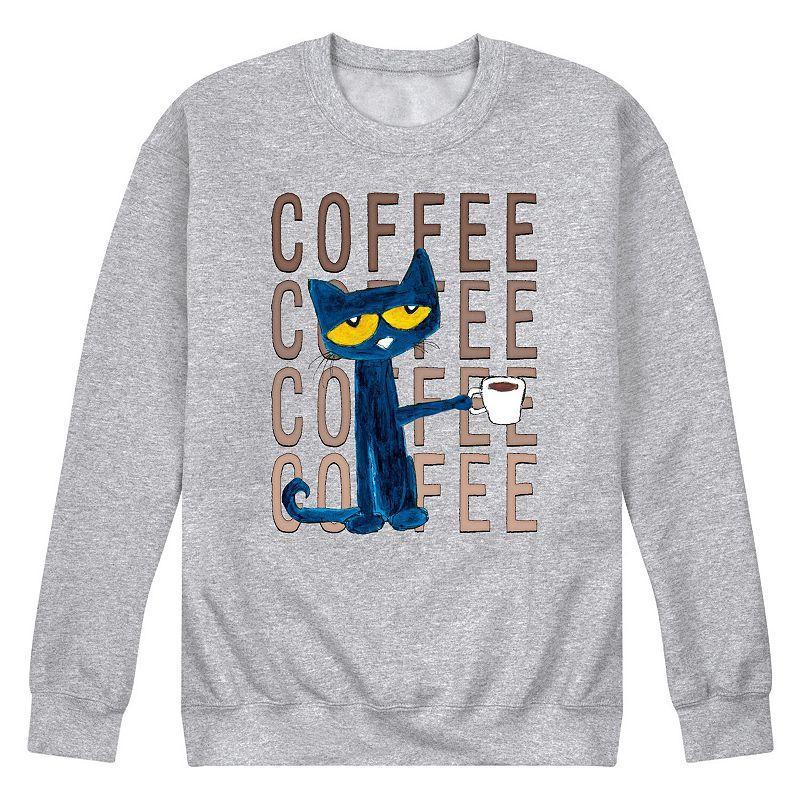 Mens Pete the Cat Pete With Coffee Fleece Sweatshirt Pink Product Image