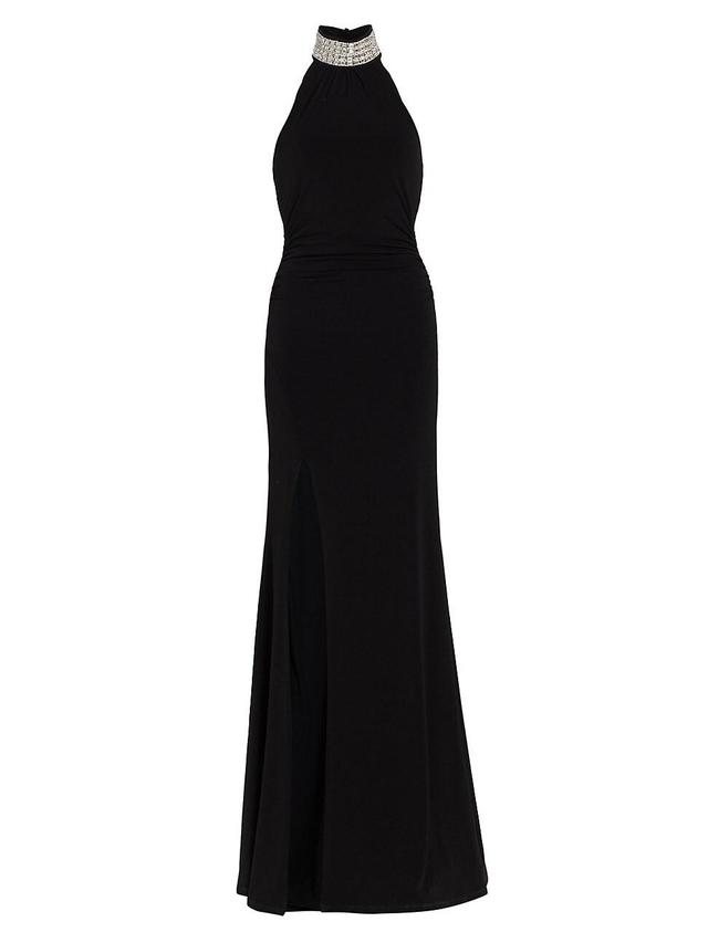 Womens Izzy Embellished Jersey Halter Gown Product Image