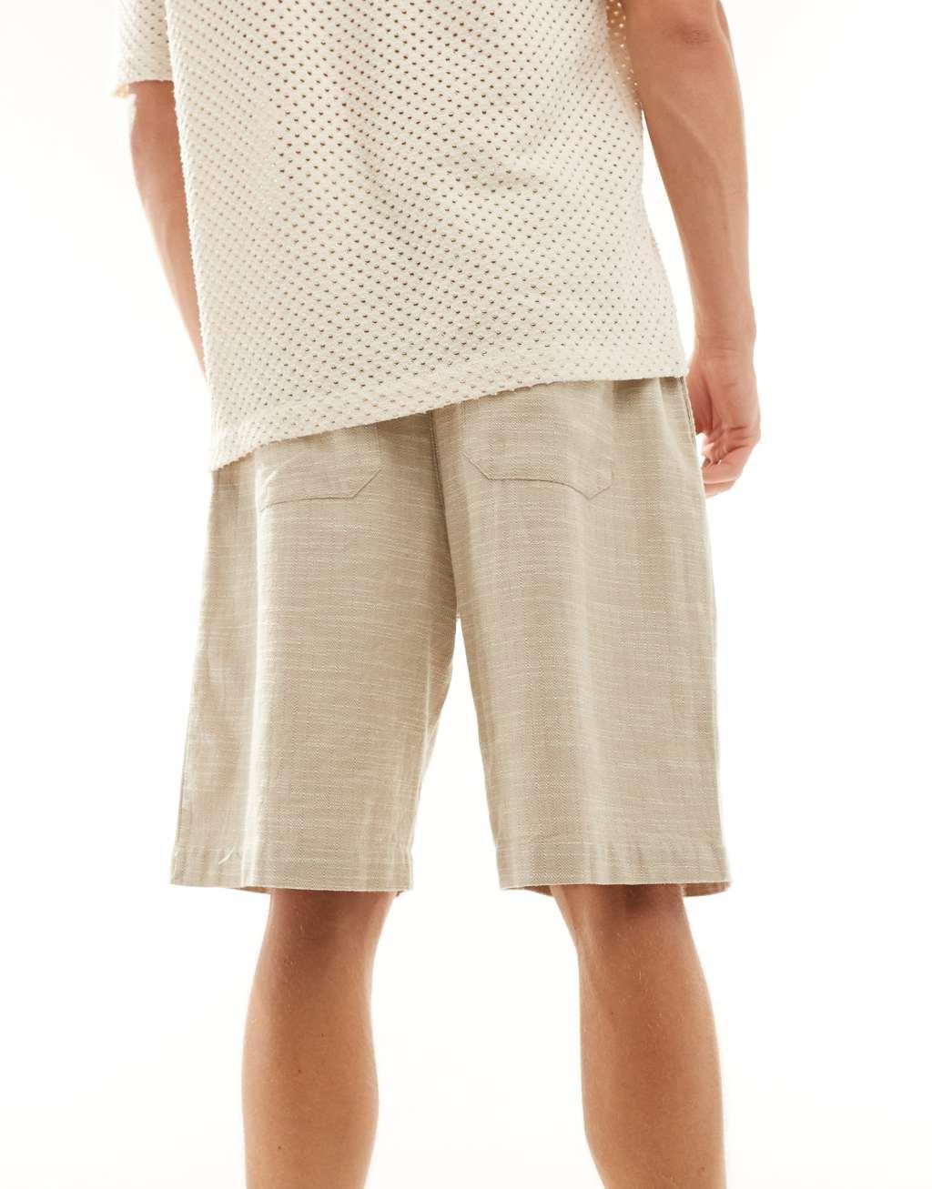 Bershka rustic shorts in sand Product Image