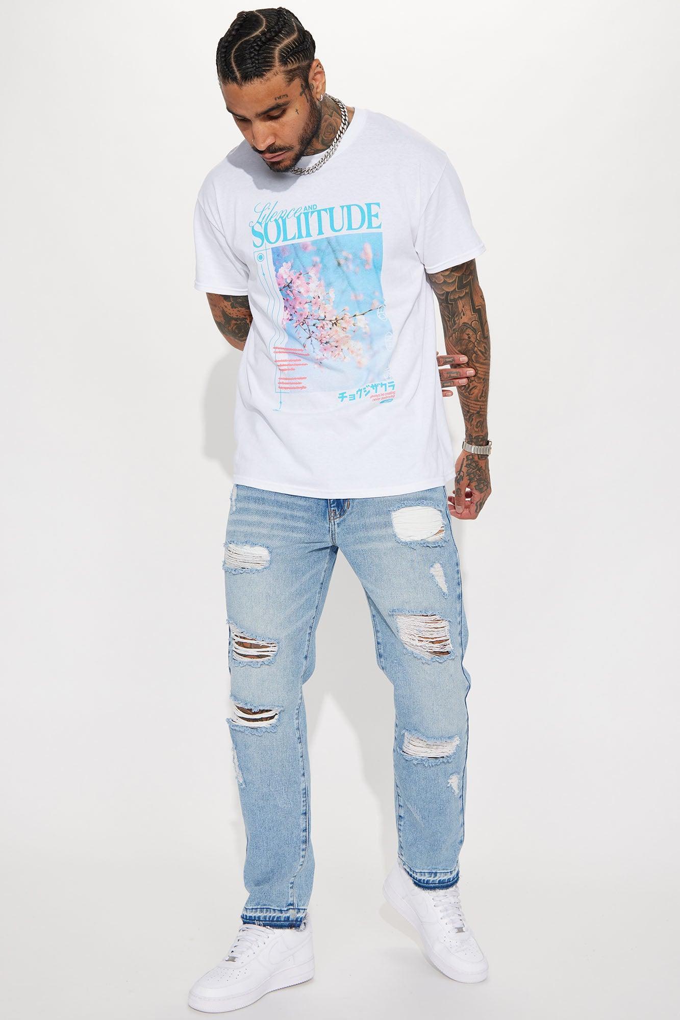 The Individual Ripped Straight Jeans - Medium Blue Wash Product Image