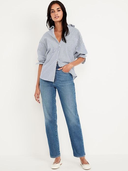 High-Waisted Built-In Warm OG Straight Ankle Jeans Product Image