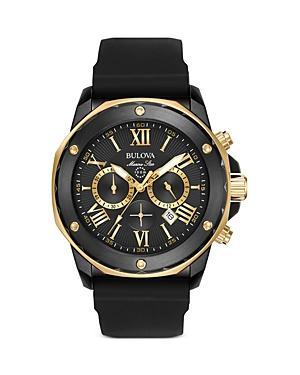 Bulova Mens Chronograph Marine Star Black Silicone Strap Watch 44mm 98B278 Product Image