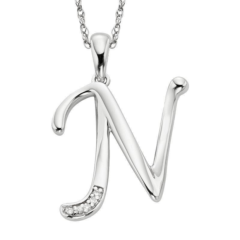 Sterling Silver Diamond Accent Initial Pendant, Womens Product Image