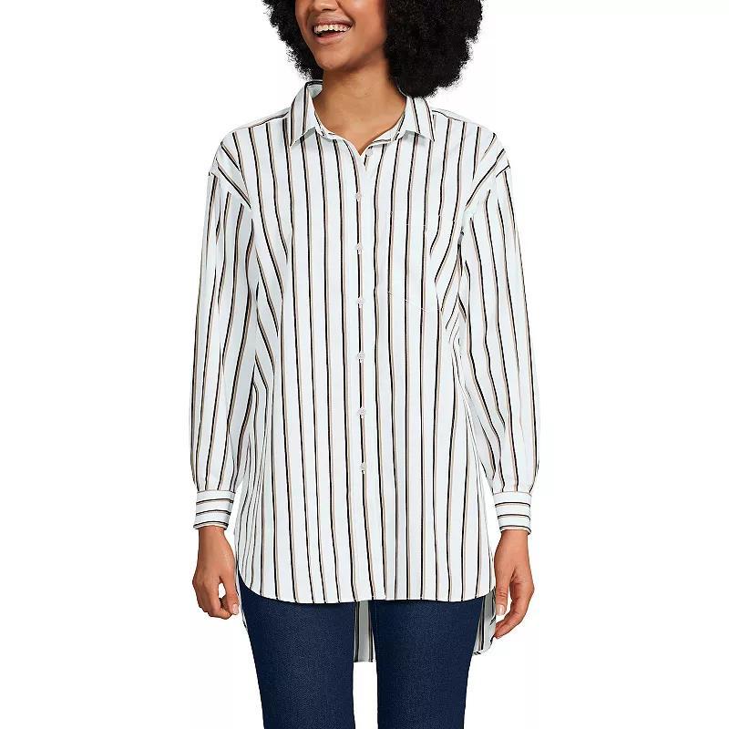 Womens Lands End No Iron Oversized Tunic Button Down Shirt Product Image