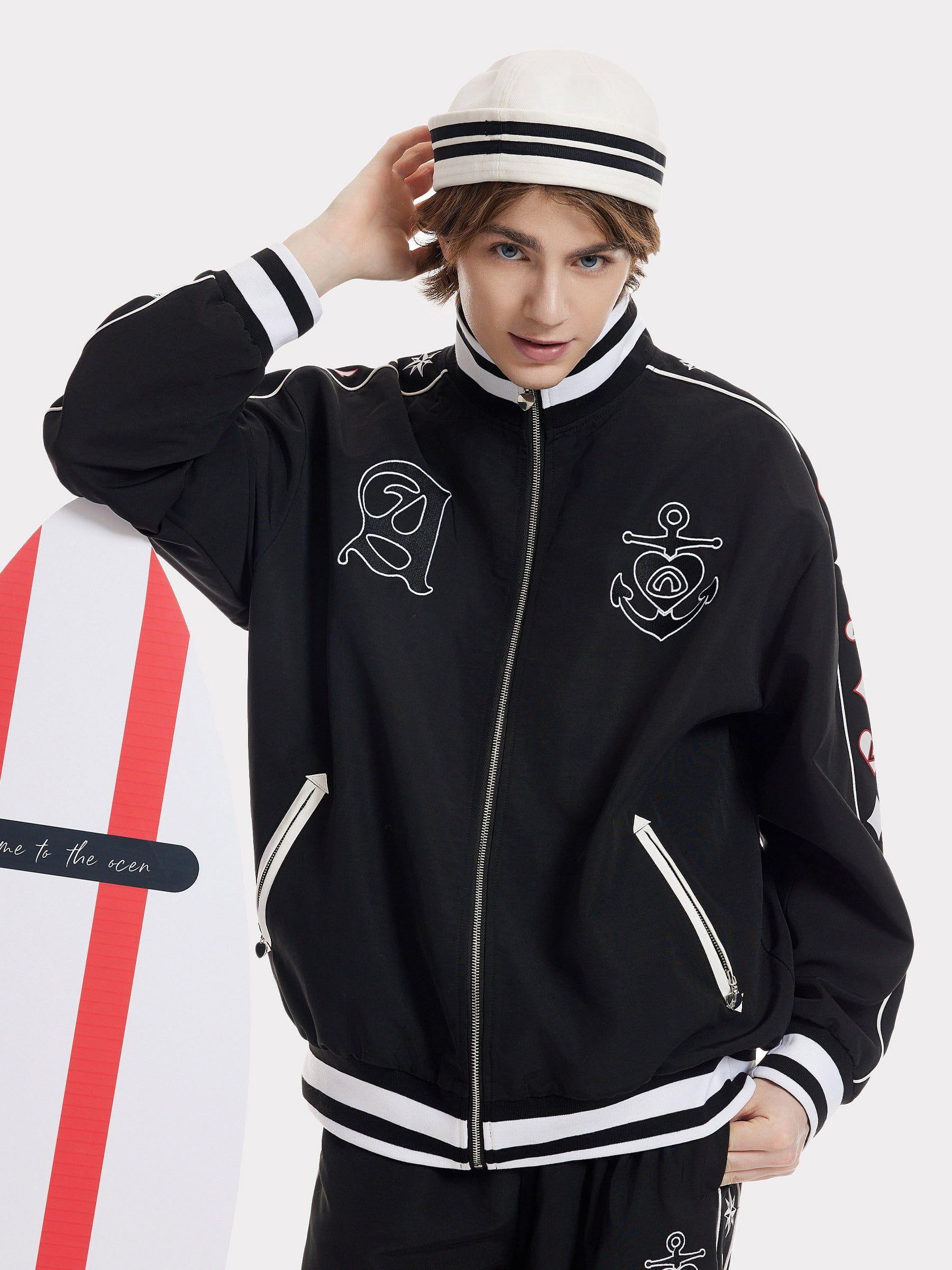 Aelfric Eden Embroidery Ship Anchor Bomber Jacket Product Image