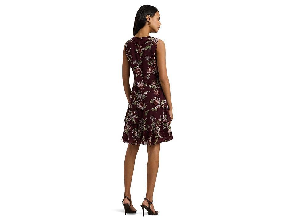 Lauren Ralph Lauren Floral Crinkle Georgette Dress Multi) Women's Dress Product Image