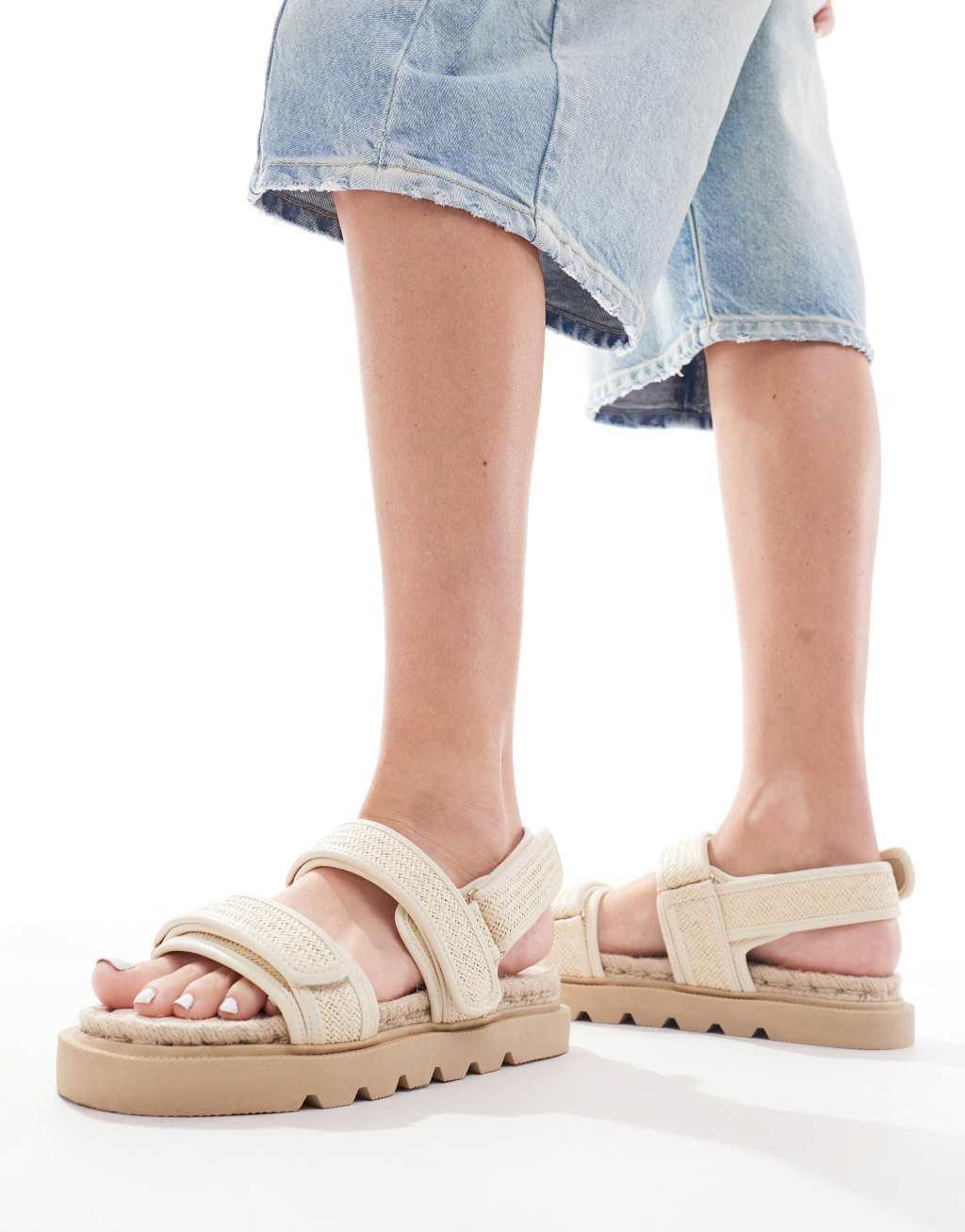 ASOS DESIGN Foreshadow sporty grandad espadrille sandals in natural Product Image