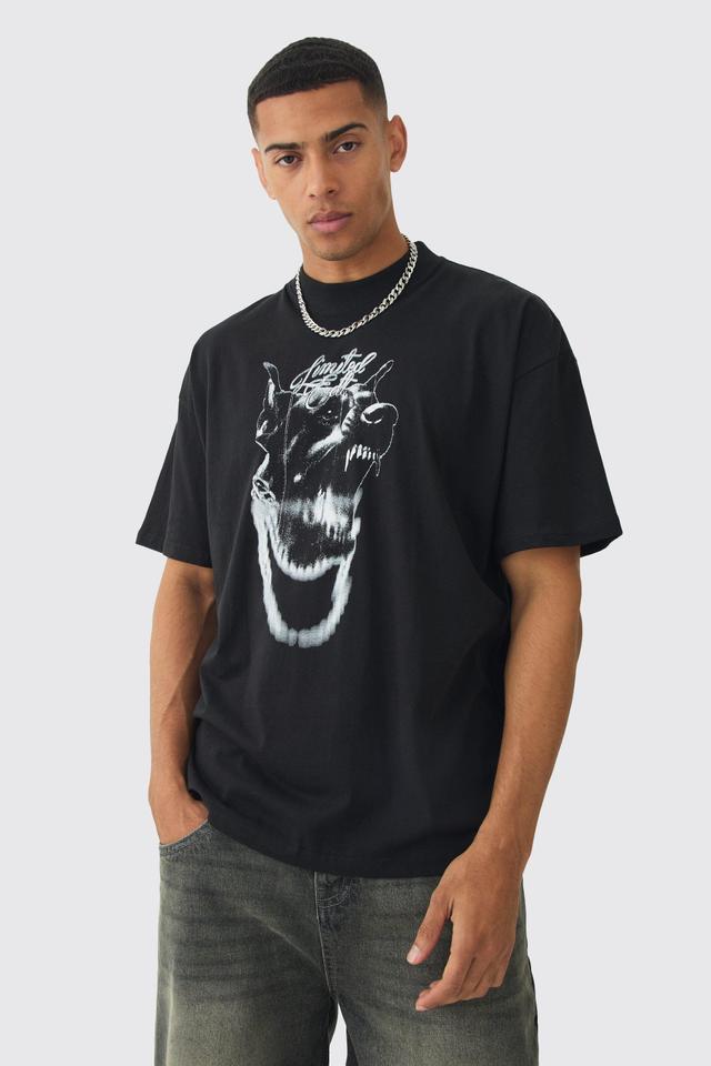 Oversized Extended Neck Dog Graphic T-shirt | boohooMAN USA Product Image