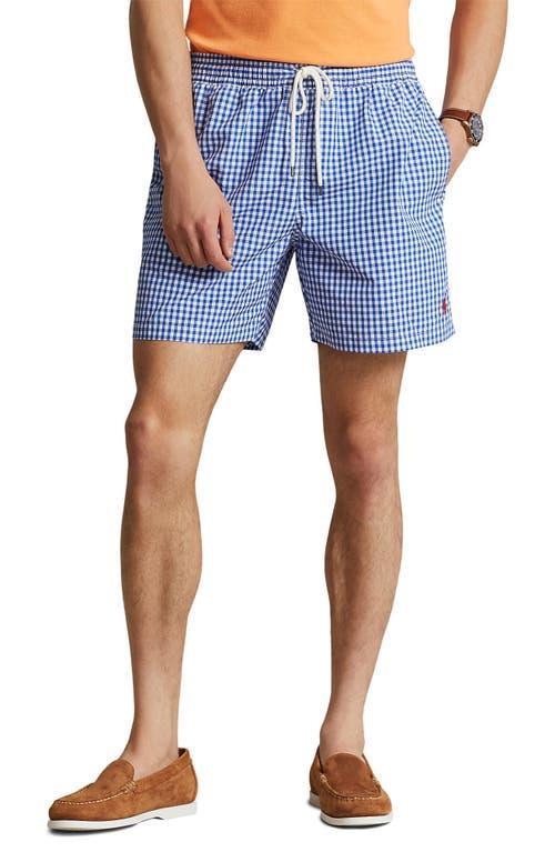 Men's 5-3/4-inch Traveler Classic Swim Trunks In Cruise Royal Gingham Product Image