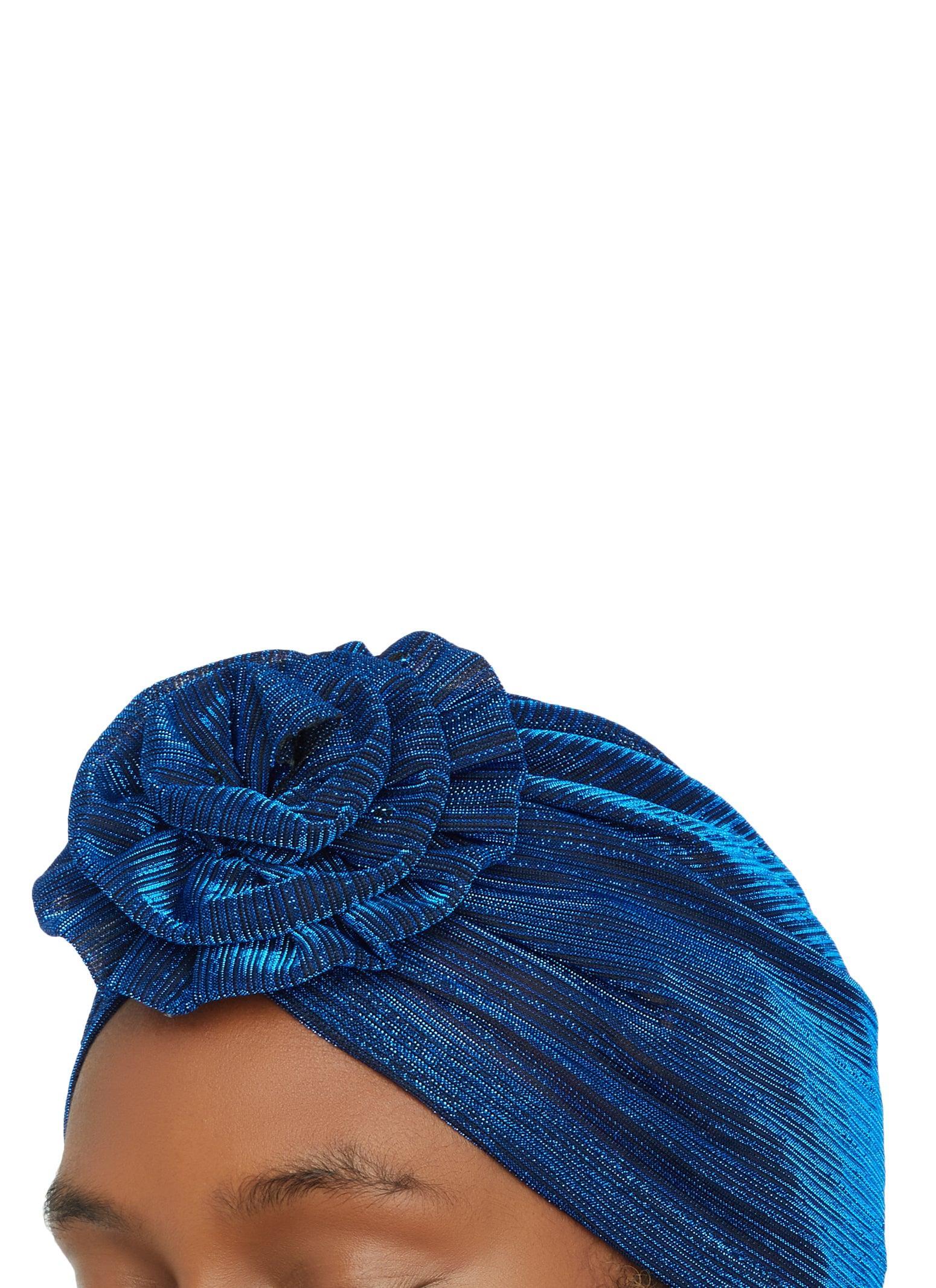 Lurex Flower Turban Head Wrap Female Product Image