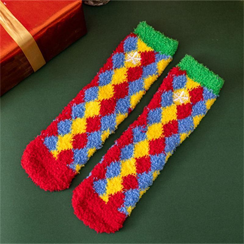 Christmas Color Block Fleece Socks Product Image