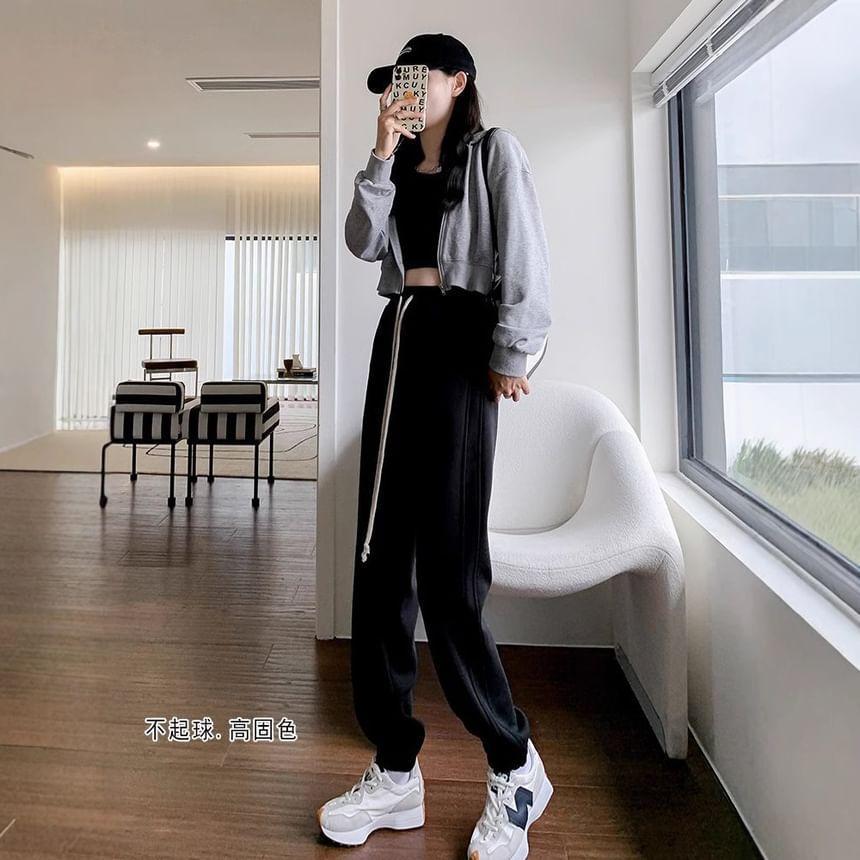 Mid Waist Plain Sweatpants Product Image