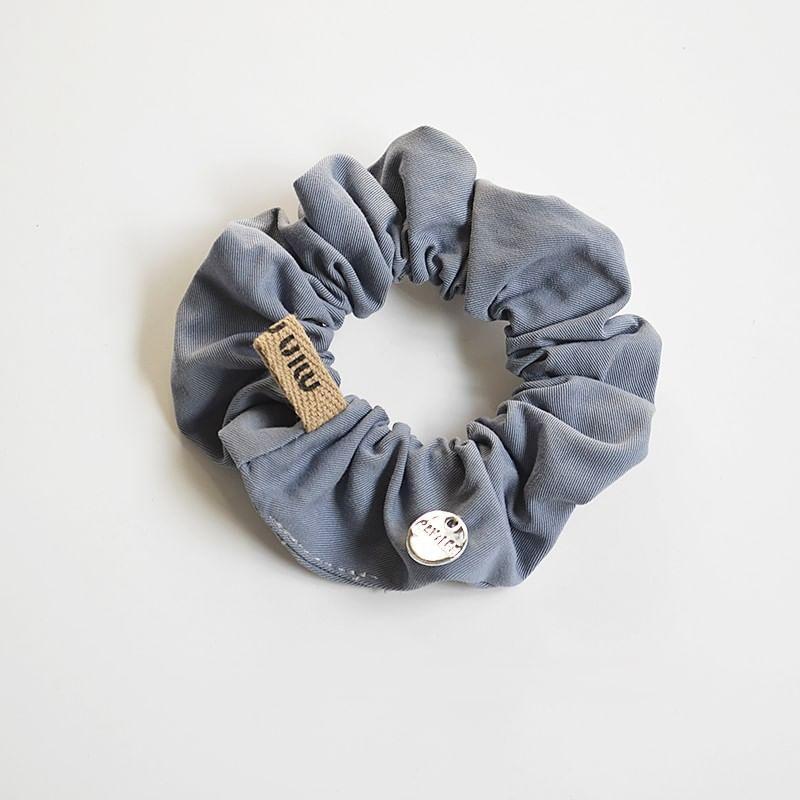 Lettering Applique Denim Scrunchie Product Image