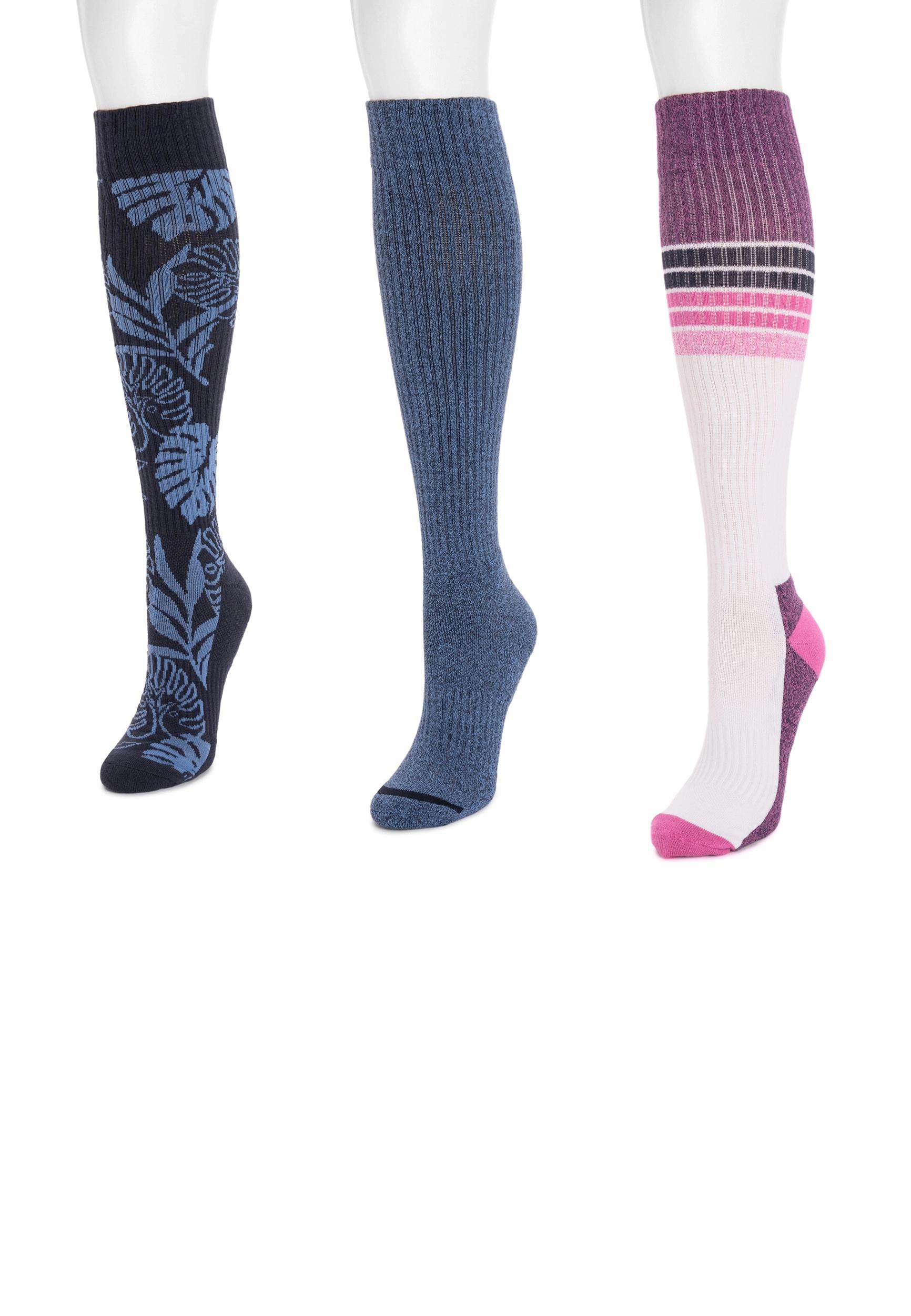 MUK LUKS Womens 3 Pack Cotton Compression Knee High Socks Product Image