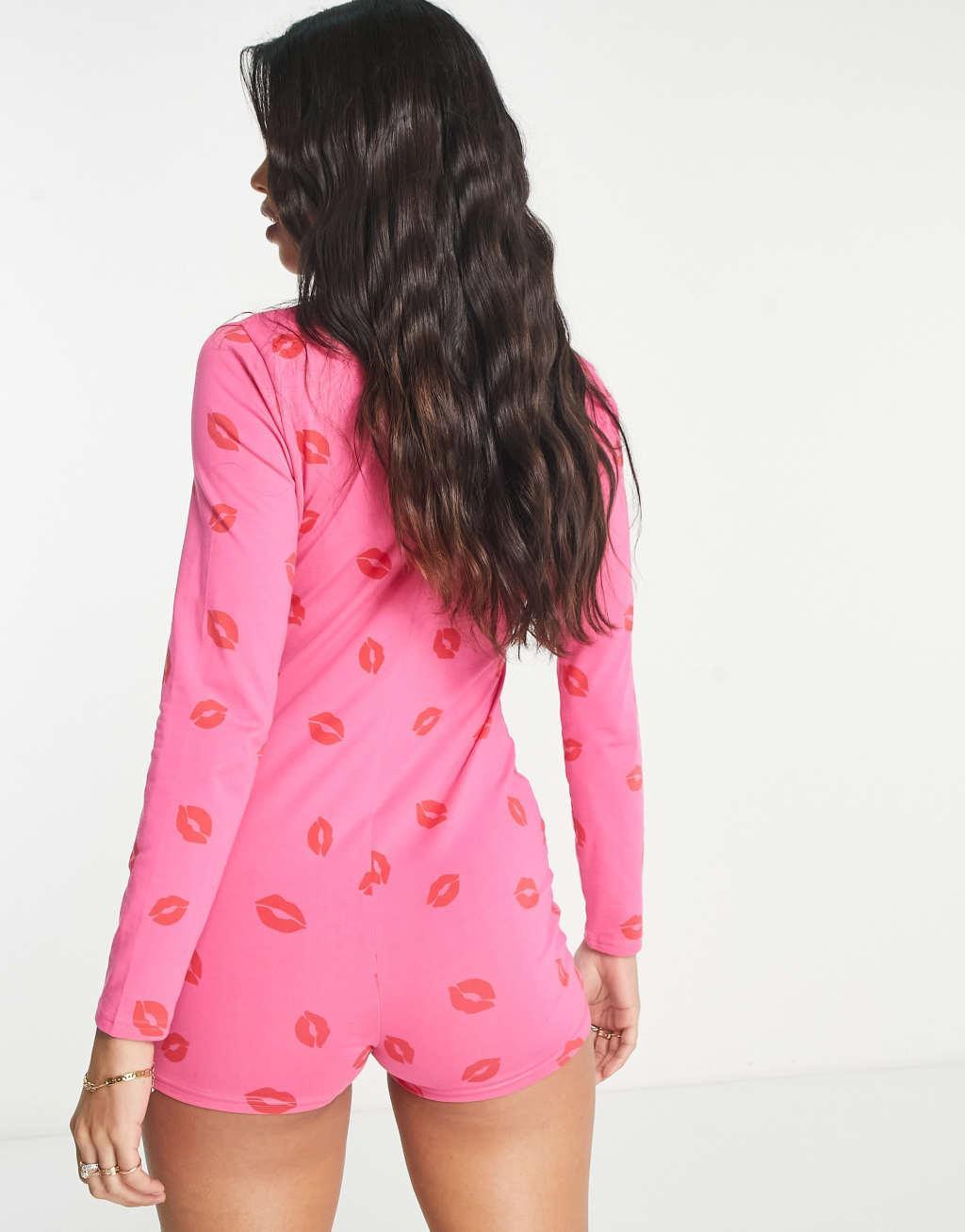 Ann Summers romper in pink lip print Product Image