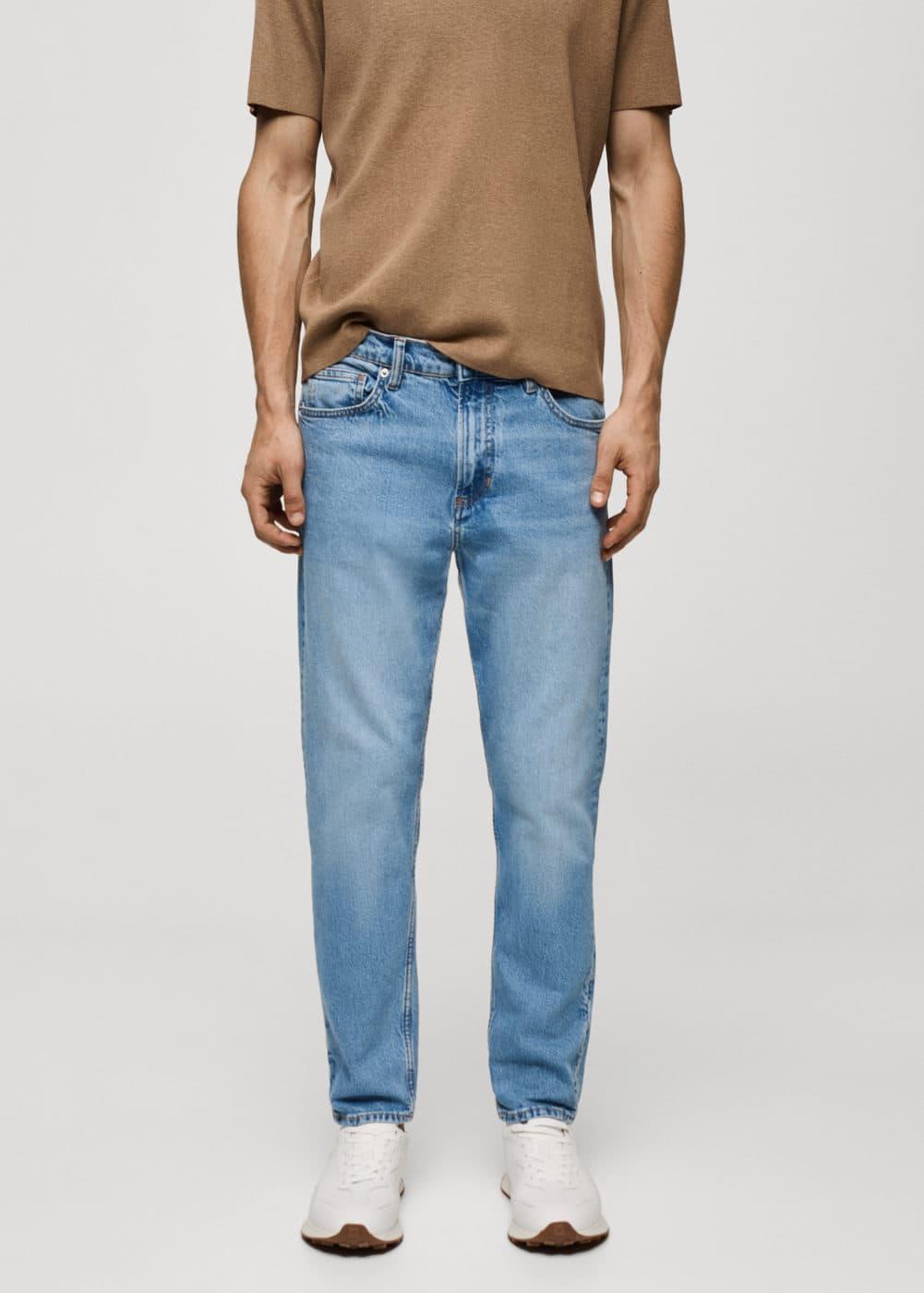 MANGO MAN - Ben tapered cropped jeans medium blueMen Product Image