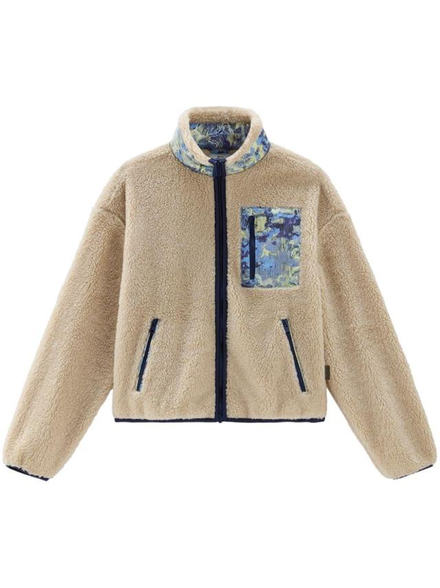 high-neck faux-shearling jacket Product Image