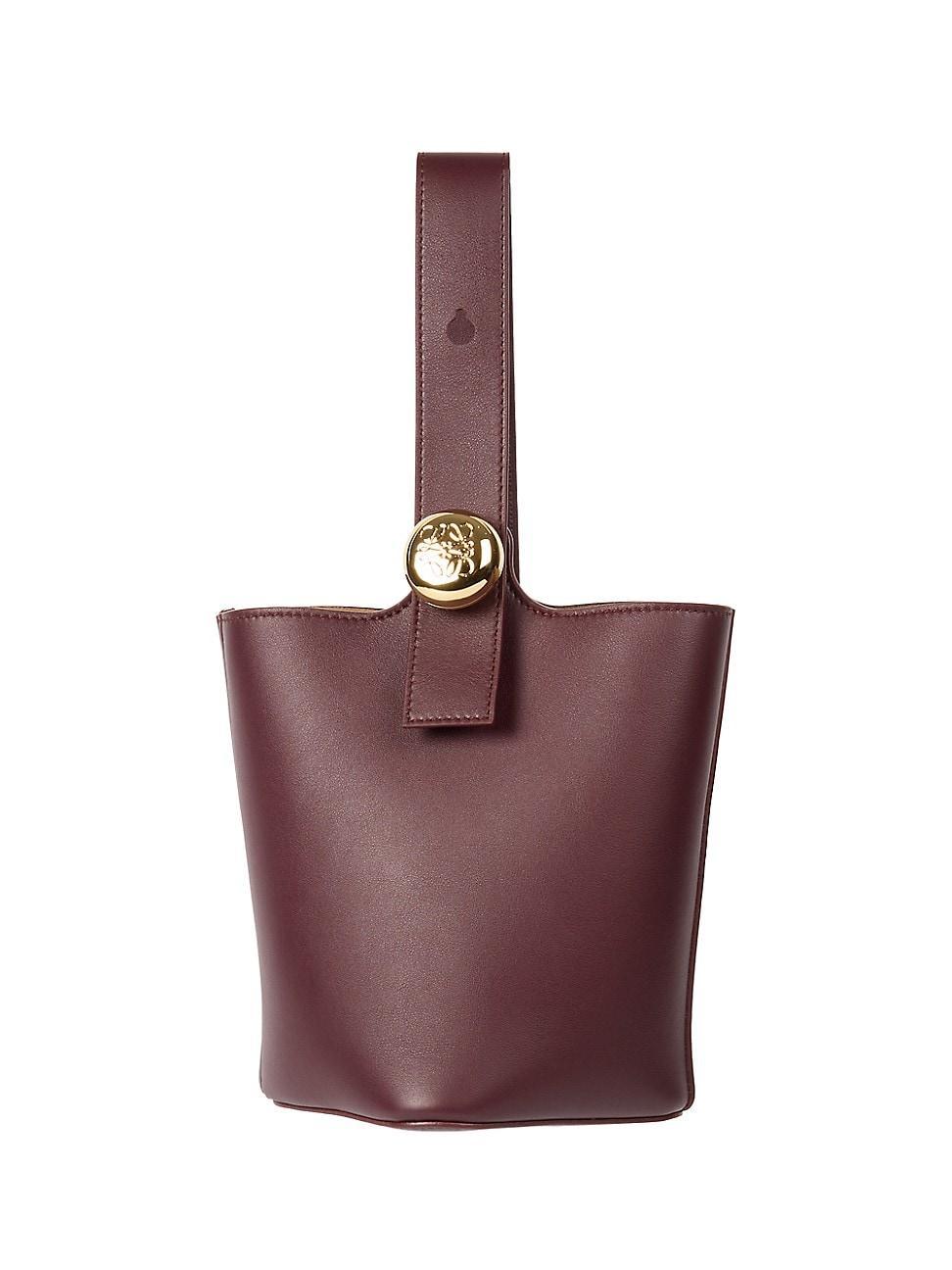 Womens Mini Pebbled Leather Bucket Bag Product Image