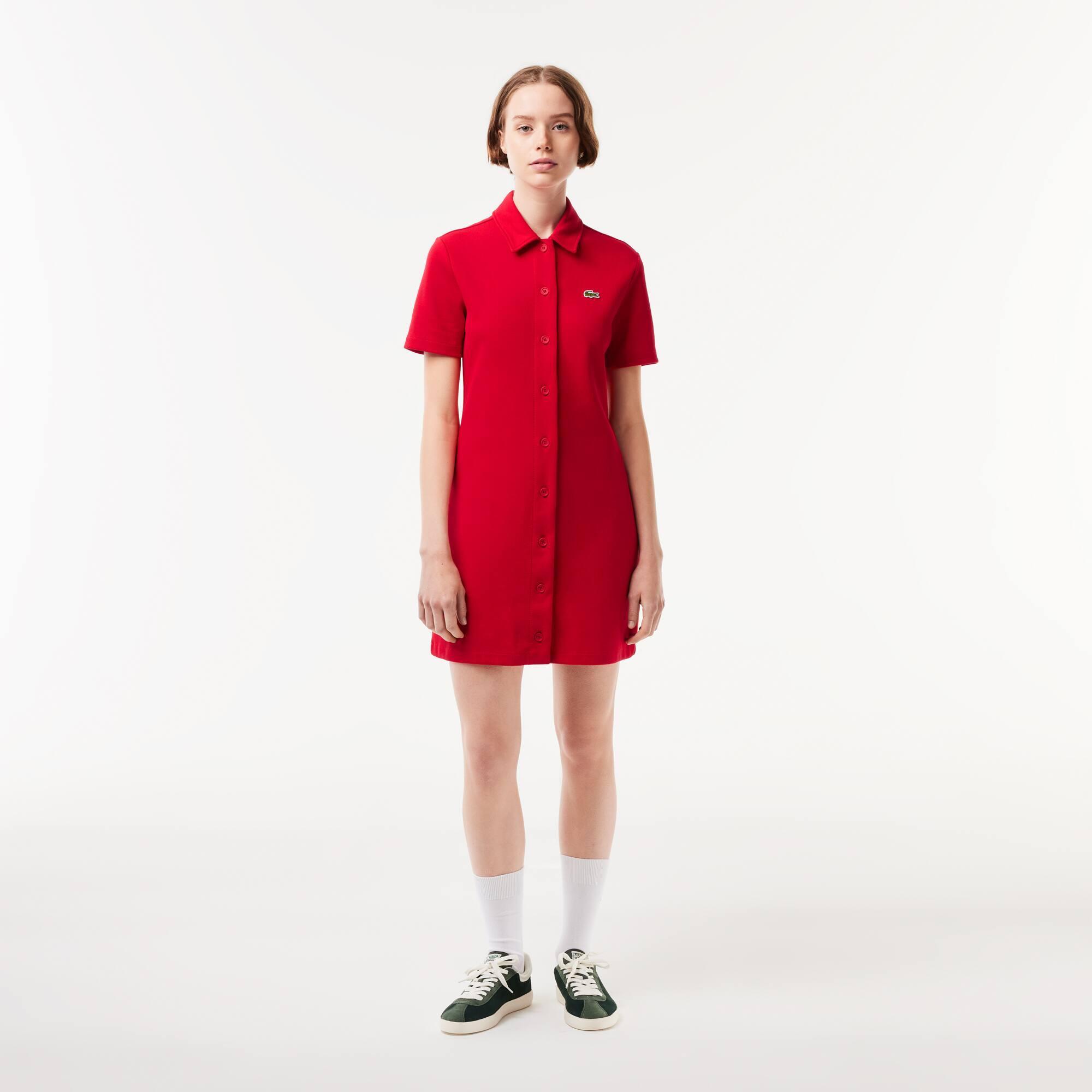 Women’s Lacoste Organic Cotton Buttoned Polo Dress Product Image