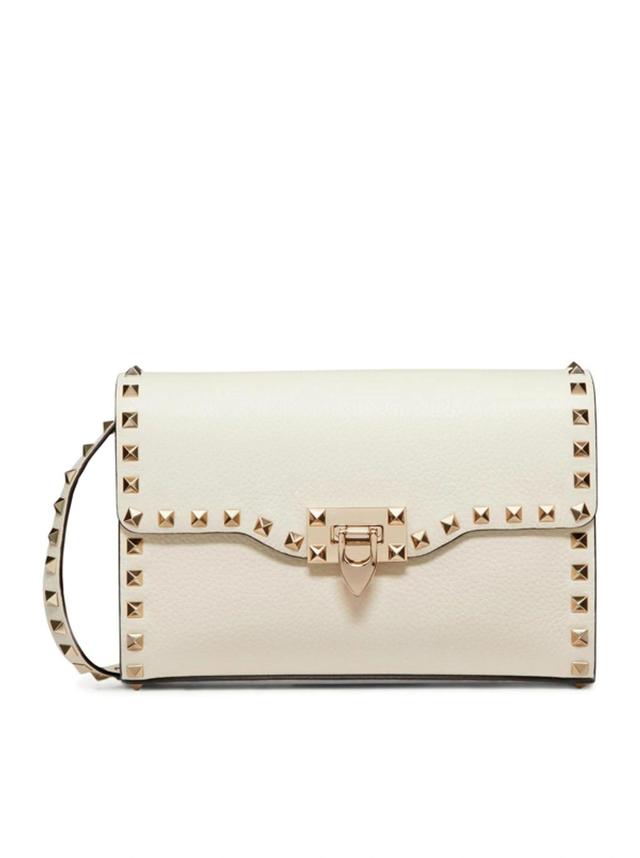 Rockstud Small Leather Shoulder Bag In Nude & Neutrals Product Image