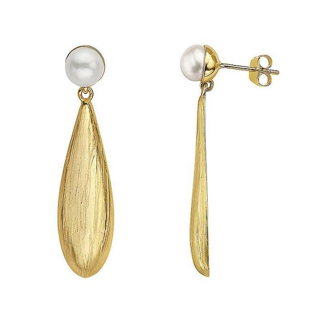 14k Gold Over Sterling Silver Freshwater Cultured Pearl Oval Drop Earrings, Womens, Gold Tone Product Image