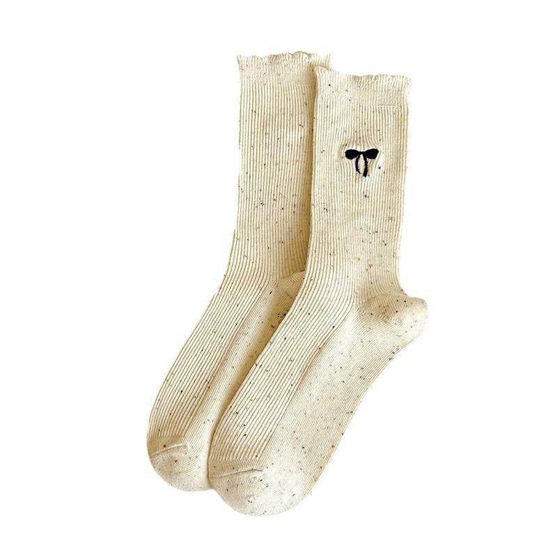 Bow Embroidered Socks Product Image