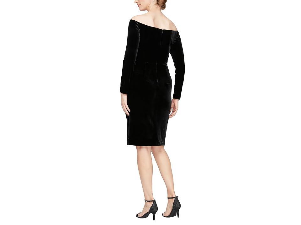 Alex Evenings Velvet Short Off-the-Shoulder Sheath Dress Women's Dress Product Image