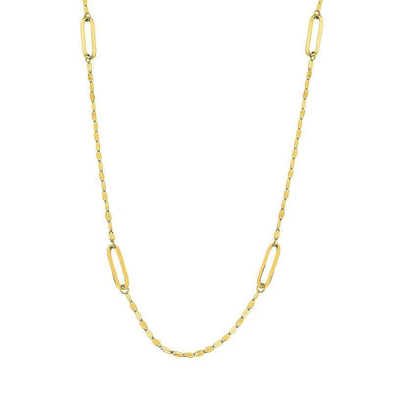 14k Gold Long Link Adjustable Station Necklace, Womens Product Image