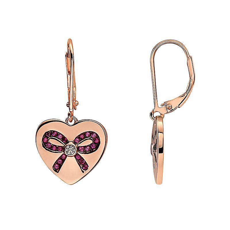 18k Rose Gold Over Sterling Silver Pink Cubic Zirconia Leverback Earrings, Womens, Pink Tone Product Image