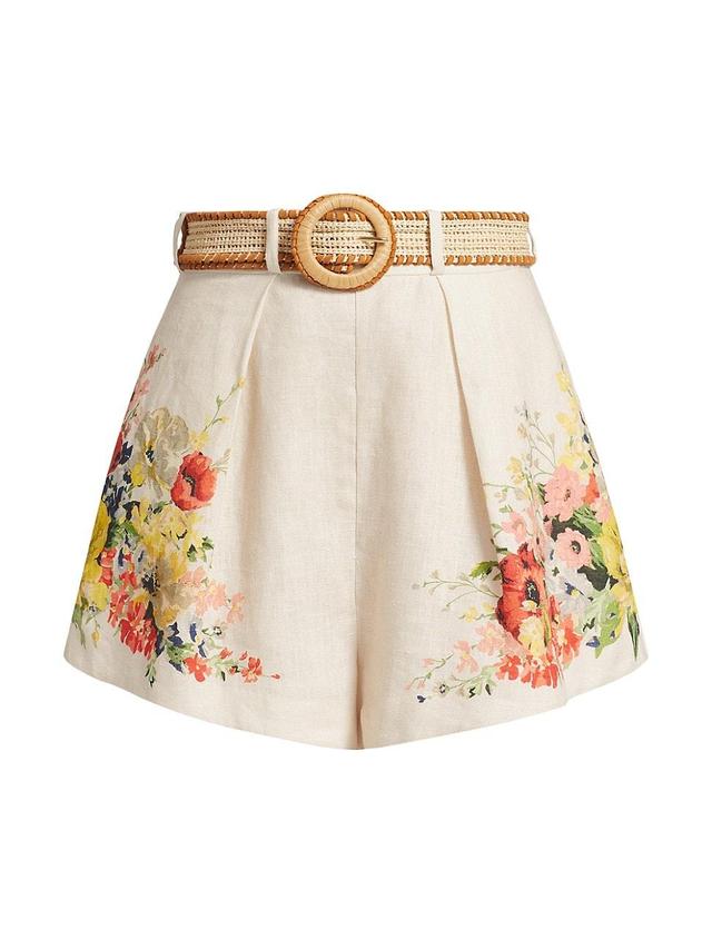 Womens Alight Tuck Belted Floral Linen Shorts Product Image