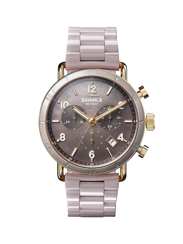 Womens Canfield PVD Gold & Brass Chronograph Watch Product Image